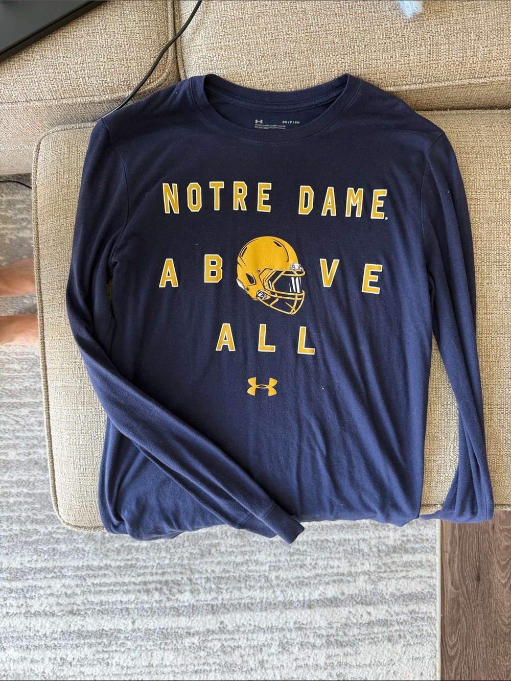 Under Armour Navy & Gold Notre Dame 'Above All' Long Sleeve Tee